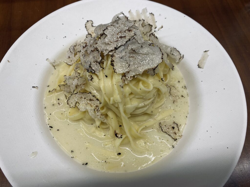 Plate of pasta with truffle sauce