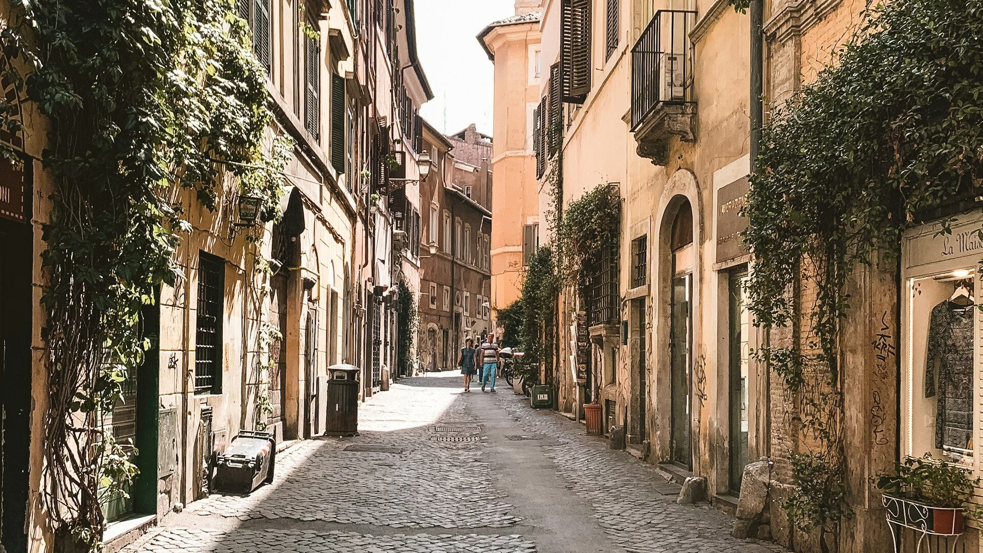 Cobbled street in Trastevere neighbourhood