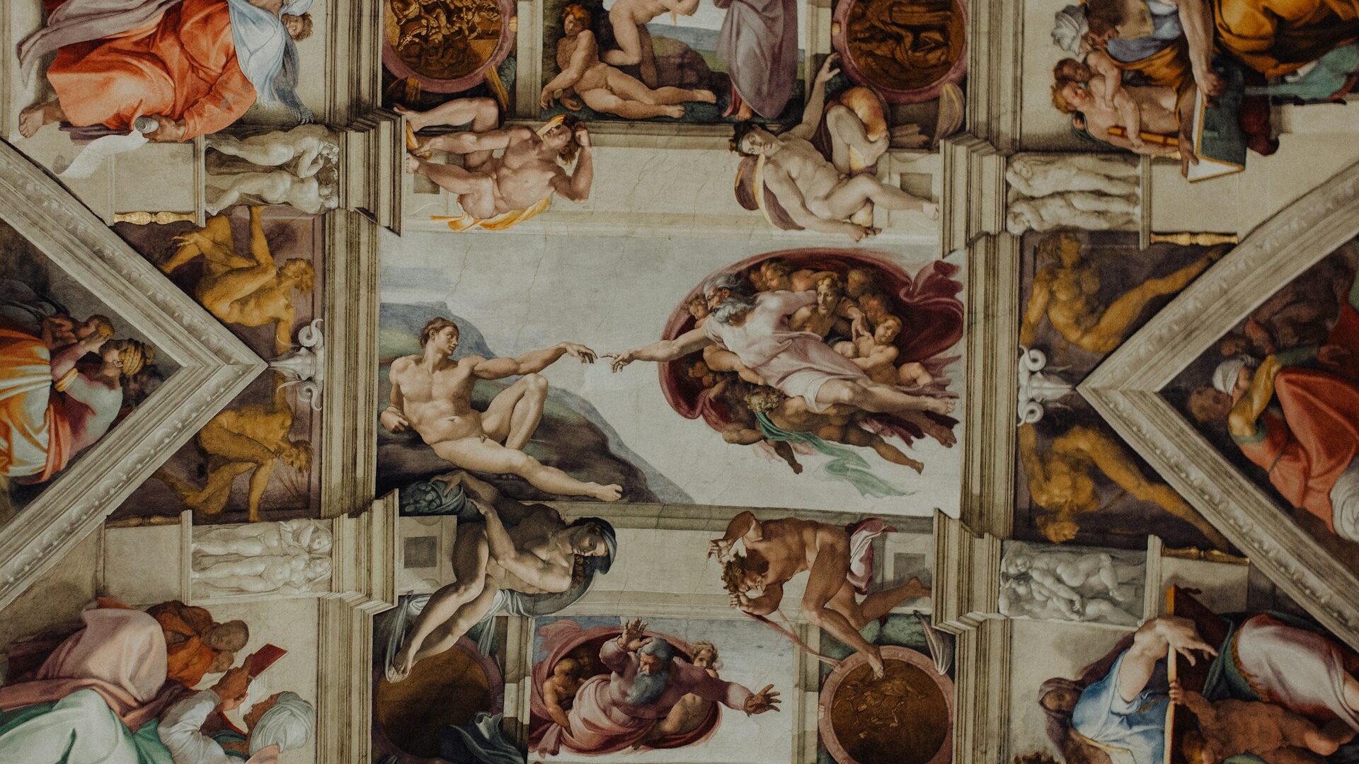 Ceiling of the Sistine Chapel in Rome Italy